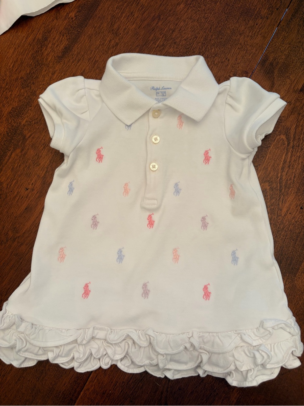 EUC Ralph Lauren White Polo Dress with Pink & Light Blue Embroidered Logos